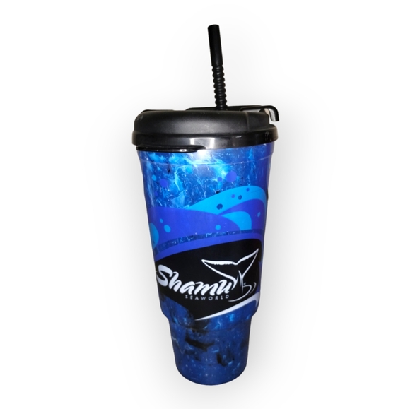 2010 SeaWorld Florida Shamu Believe Souvenir Refillable Plastic Cup (With Straw) - Picture 2 of 3
